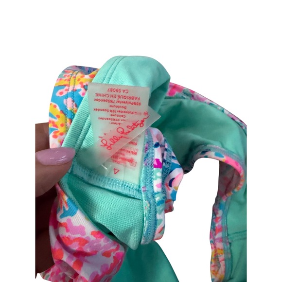 Lilly Pulitzer Pink Blue Coral Reef Ruched Bikini Swim Bottoms Womens Size 4 - Picture 4 of 4